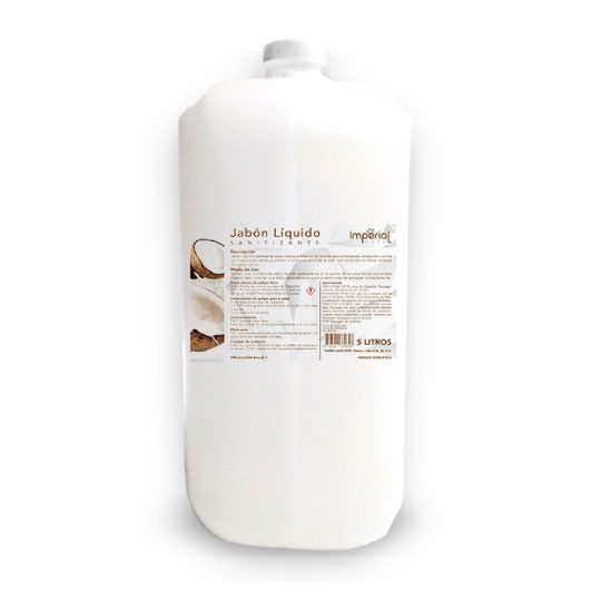 Jabon para manos sanitizante Imperial ar Líquido para manos, aroma sandia botella con 5l para una correcta limpieza, y cuidado de la piel., uso industrial, institucional y hospitalario especificaciones conforme a la norma y metodo de prueba nmx k 633 normex 200                                    oma sandia 5 Lt.                         - IMPERIAL